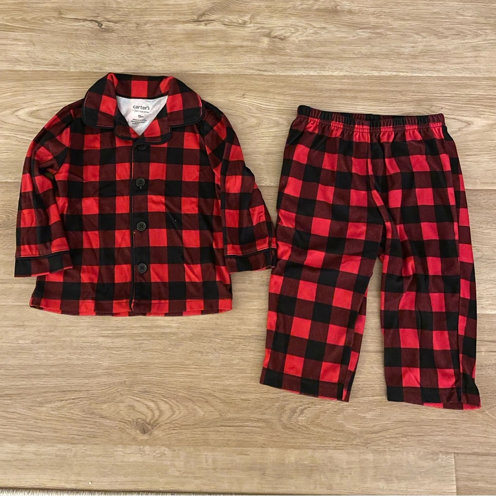 18M Carter's Red & Black Plaid Two-Piece Flannel Pajama Set
